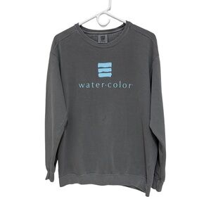 Comfort Colors Water Color Beach Logo Crewneck Sweatshirt Women’s Medium Gray